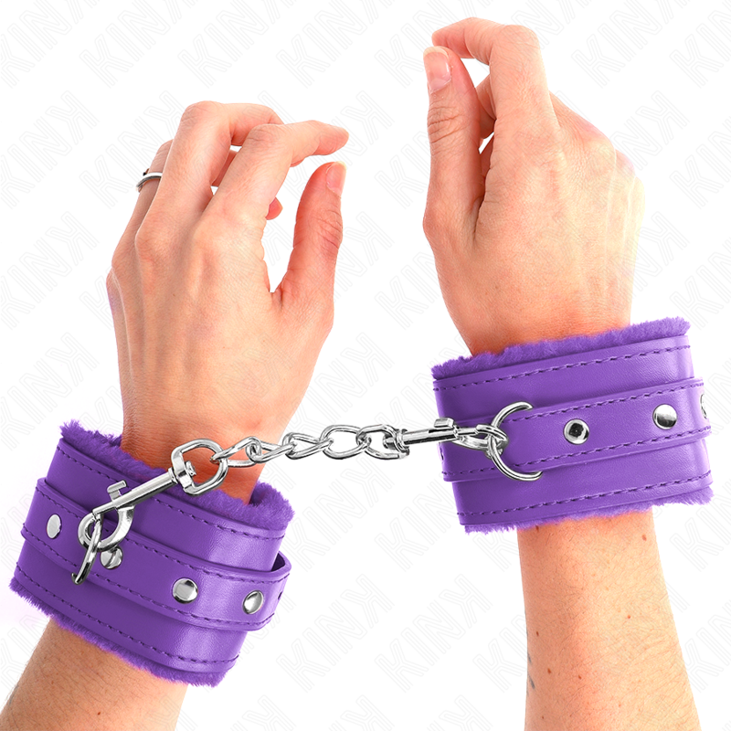 Esposas de Muñeca Premium Kink con Forro de Piel Sintética - Púrpura Ajustable 17-29 cm