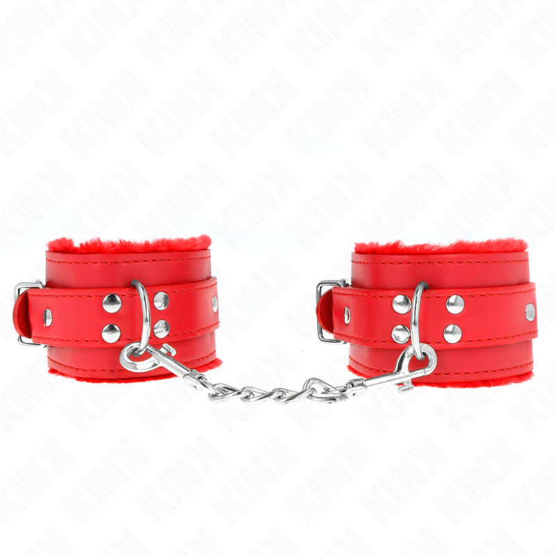 Esposas de Muñeca Kink Fur Lined Rojo - Ajustables 17-29 cm