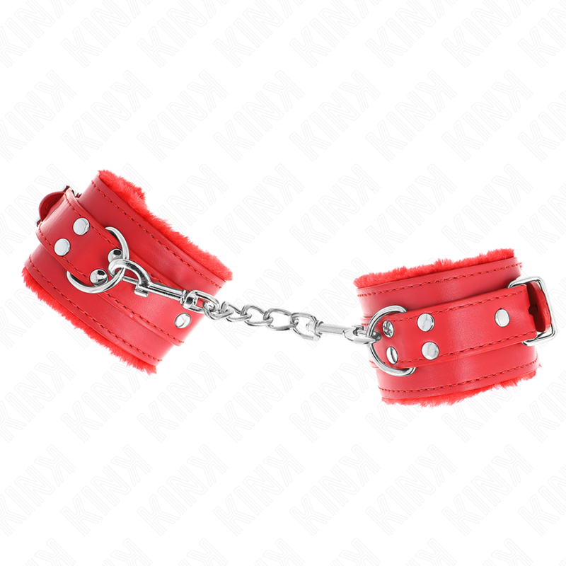 Esposas de Muñeca Kink Fur Lined Rojo - Ajustables 17-29 cm