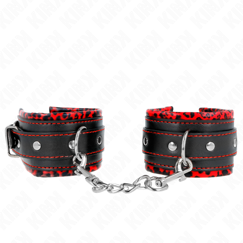 Esposas de Muñeca Kink con Forro de Piel - Ajustables 17-29 cm Negro y Frambuesa