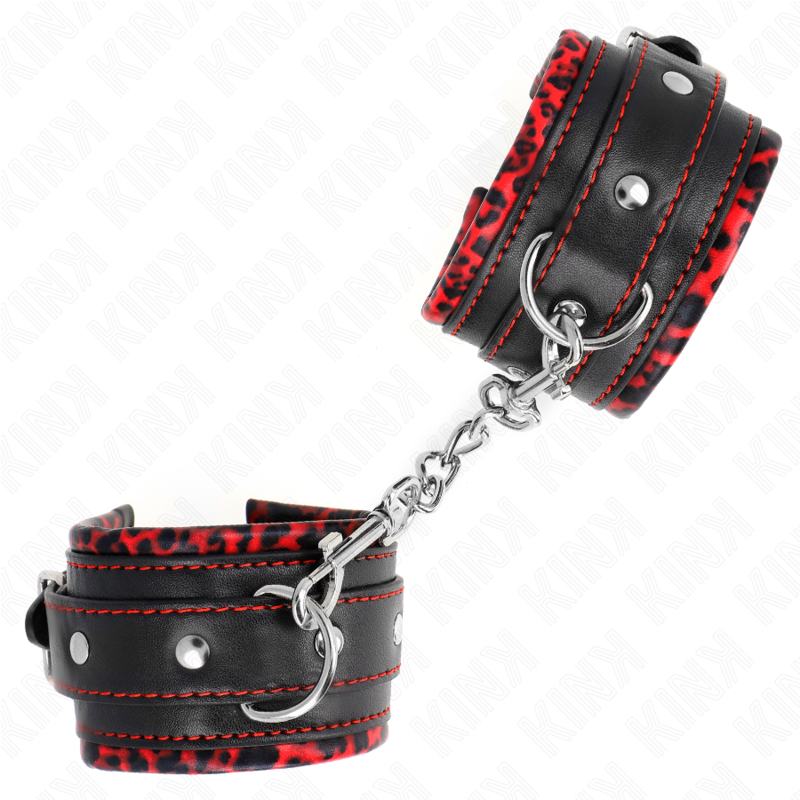Esposas de Muñeca Kink con Forro de Piel - Ajustables 17-29 cm Negro y Frambuesa