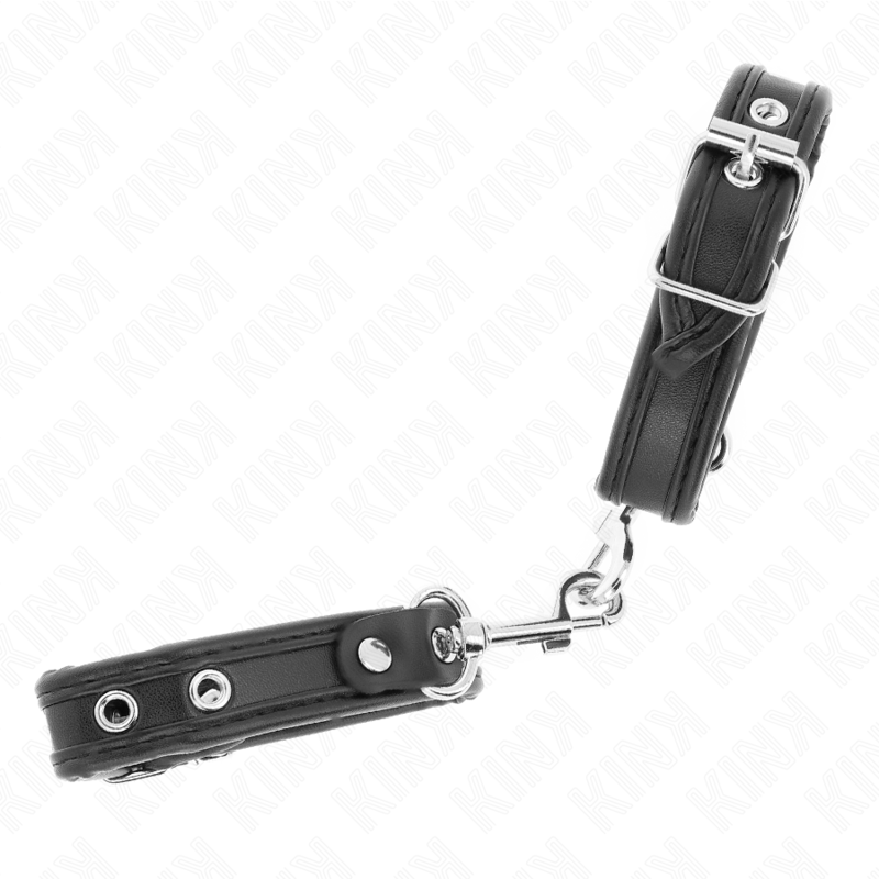 Kink Mini Pulseras de Cuero Negro con Tachuelas Ajustables 16-22 cm