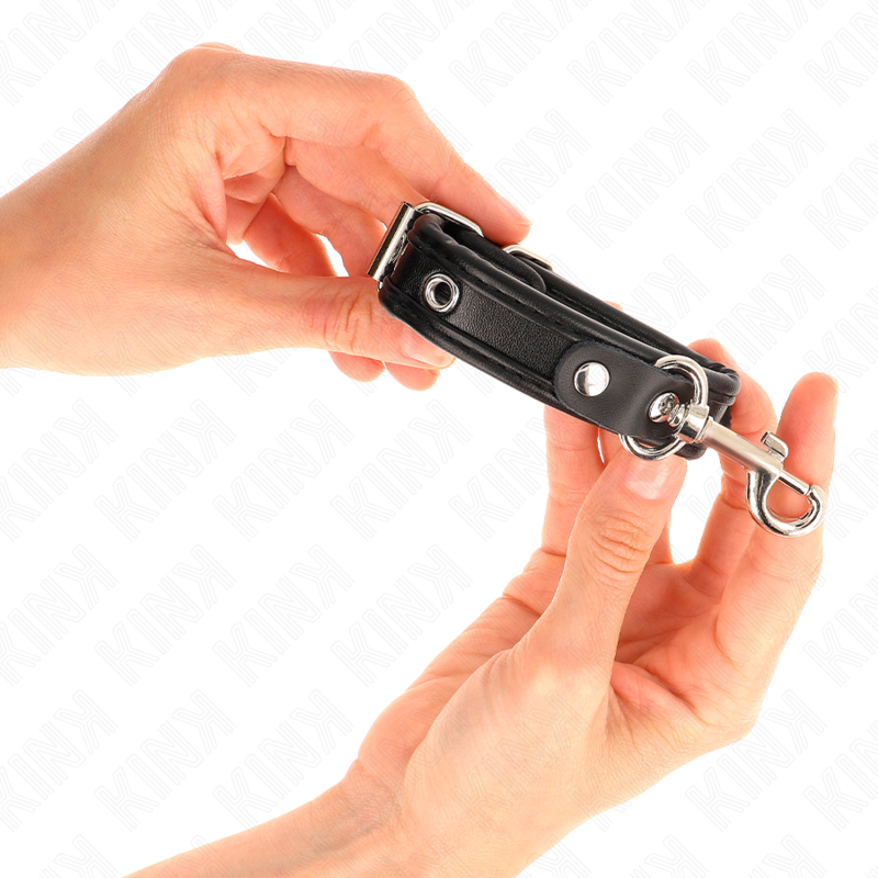 Kink Mini Pulseras de Cuero Negro con Tachuelas Ajustables 16-22 cm