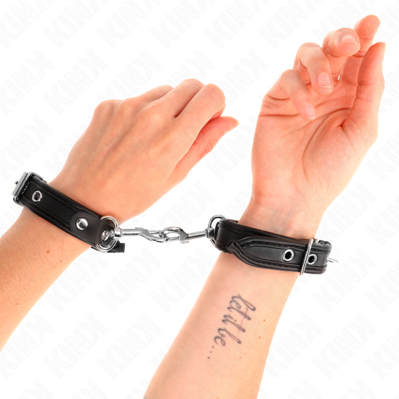 Kink Mini Pulseras de Cuero Negro con Tachuelas Ajustables 16-22 cm