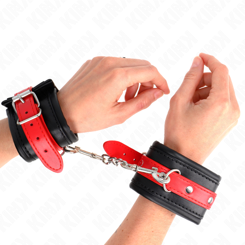 Esposas de Muñeca KINK Ajustables Negro con Rojo - Cierre Seguro 17-28 cm