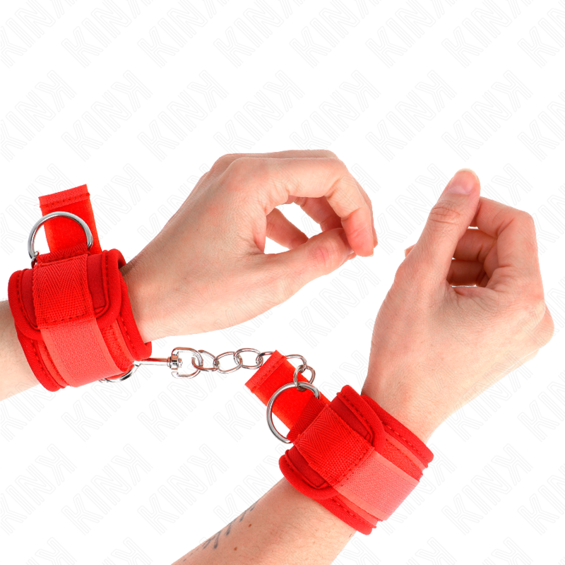 Kink Neoprene Wrist Restraints Red - Esposas de Muñeca Ajustables 42x5 cm