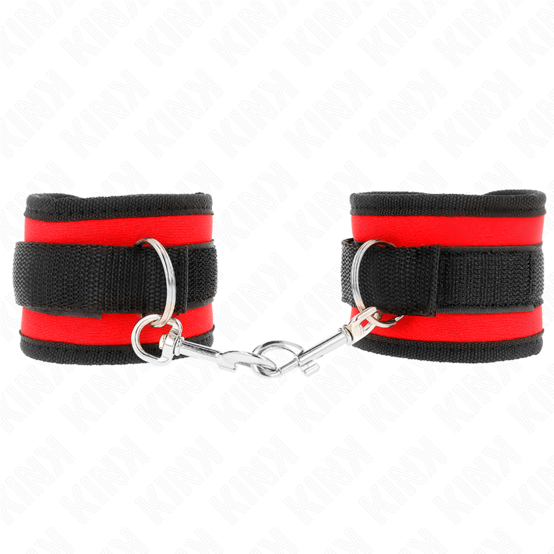 Kink Nylon Bind Wrist Restraints Red-Black - Puños Ajustables 18-35 cm