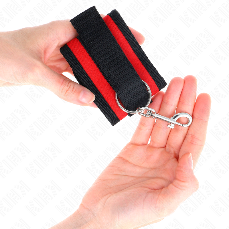 Kink Nylon Bind Wrist Restraints Red-Black - Puños Ajustables 18-35 cm