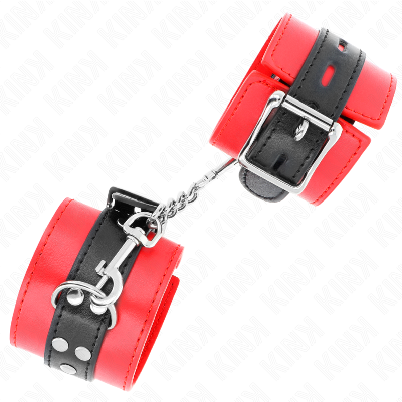 Esposas de Muñeca KINK Rojo con Corazón Negro - Ajustables 21-28 cm