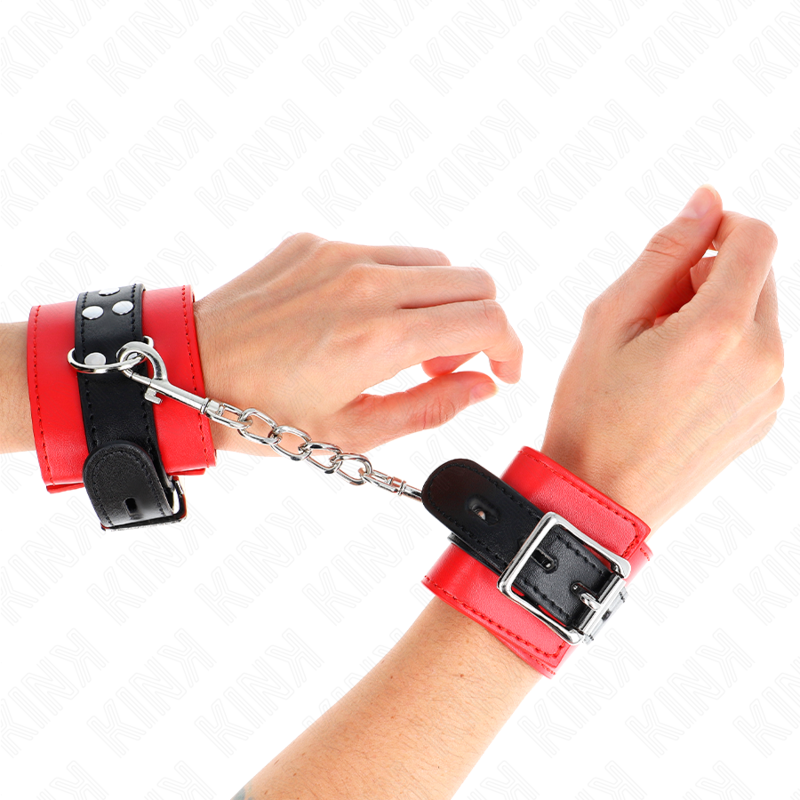 Esposas de Muñeca KINK Rojo con Corazón Negro - Ajustables 21-28 cm