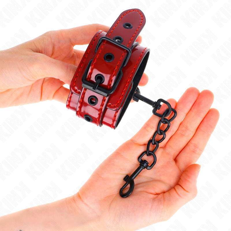 Kink Dark Red Wrist Cuffs - Esposas de Cuero para Muñecas 23x5 cm