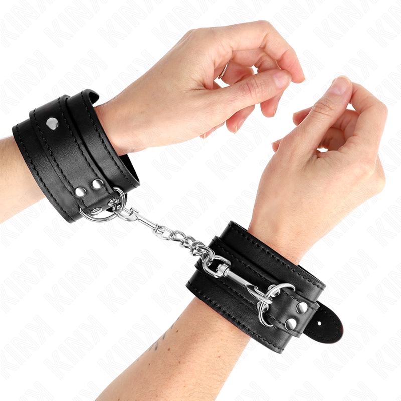 Kink Simple Wrist Restraints Black - Esposas Ajustables de Cuero