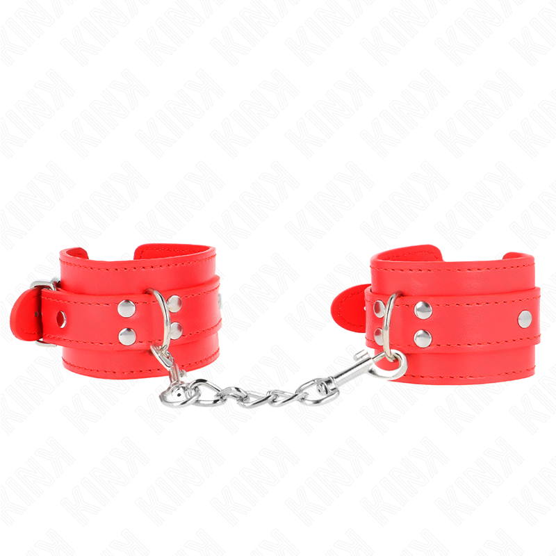 Kink Simple Wrist Restraints Red - Esposas Ajustables BDSM