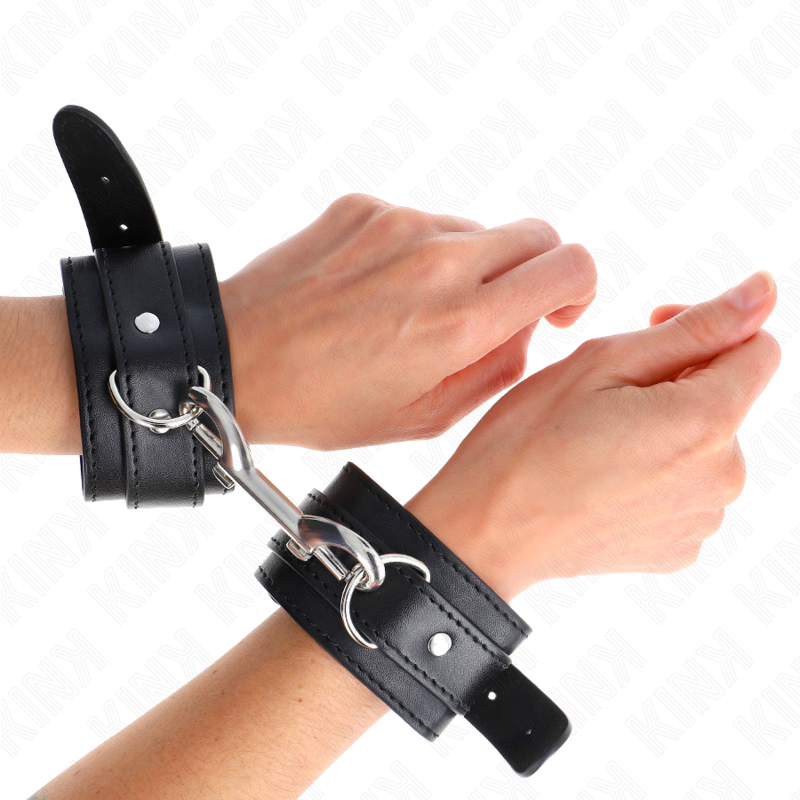Kink Wrist Restraints Single Rivet Row Black Ajustable 17-28 cm