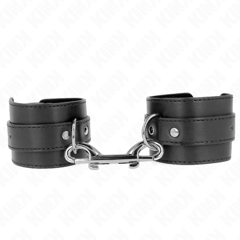 Esposas de Muñeca KINK Ajustables Negro - Remaches y Hebilla Grande 17-28 cm