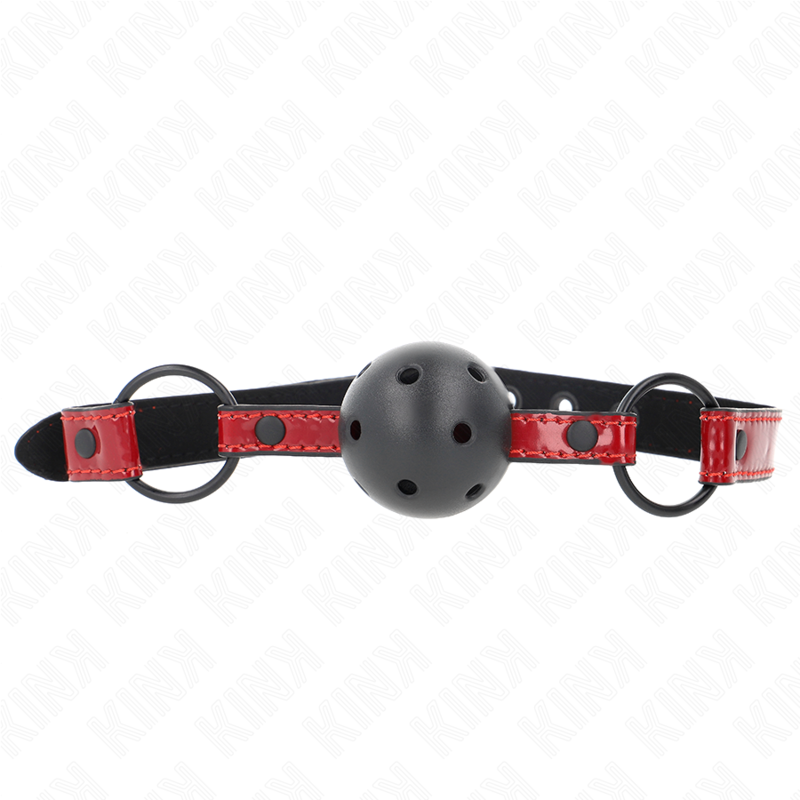 Kink Shiny Leatherette Ball Gag - Ajustable 4.5 cm