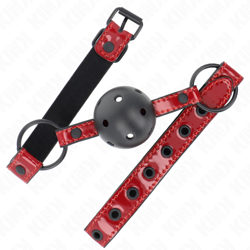 Kink Shiny Leatherette Ball Gag - Ajustable 4.5 cm