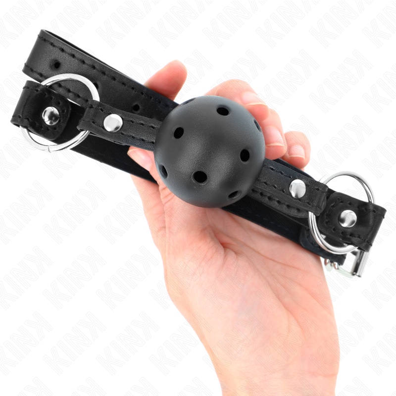 Kink Ball Gag Hueco Negro 4.5 cm - Modelo 1 para BDSM