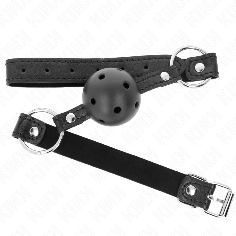 Kink Ball Gag Hueco Negro 4.5 cm - Modelo 1 para BDSM