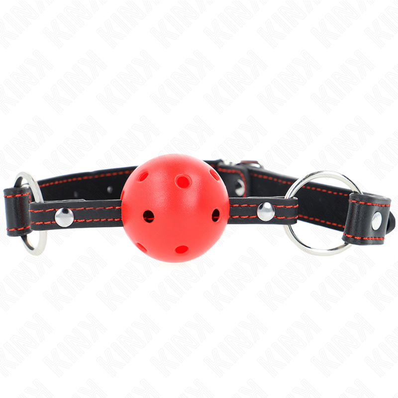 Kink Hollow Hard Red Ball Gag Model 2 - Mordaza BDSM Silicona