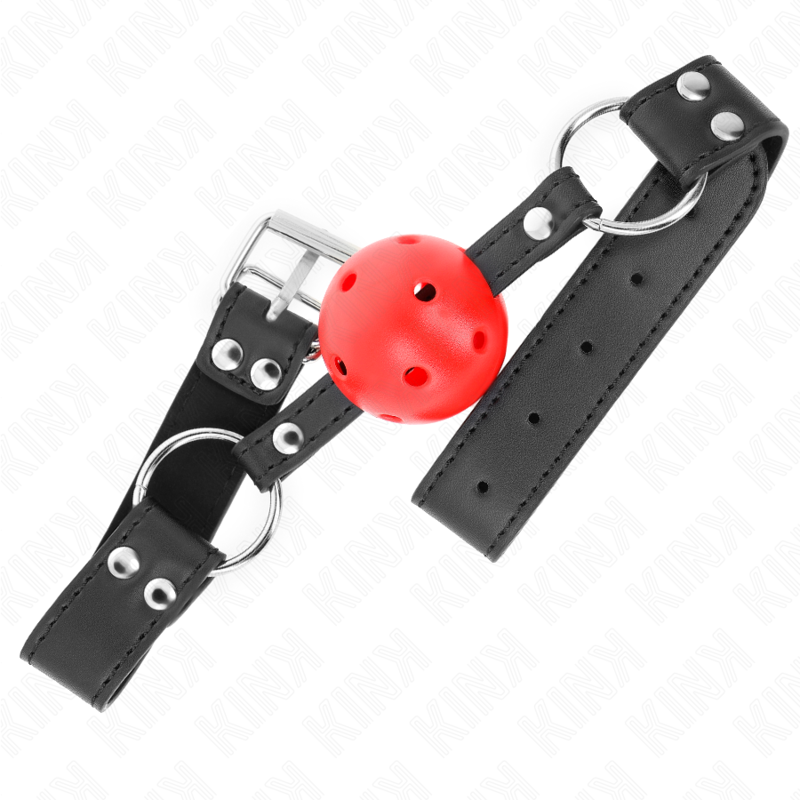 Mordaza de Bola Transpirable KINK 4cm - Cuero Ajustable 42-58cm