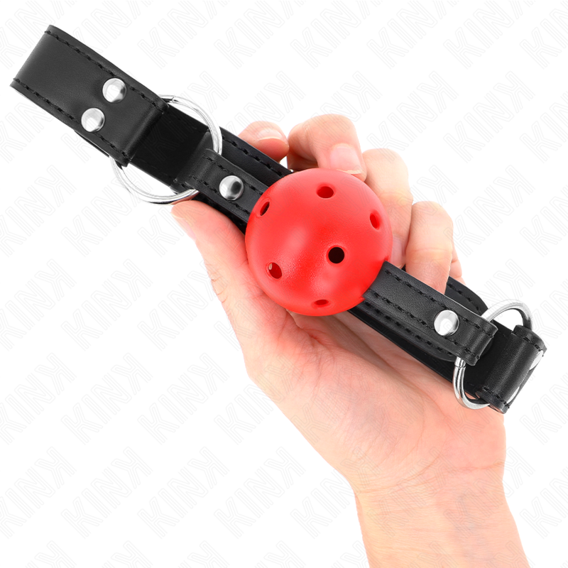 Mordaza de Bola Transpirable KINK 4cm - Cuero Ajustable 42-58cm