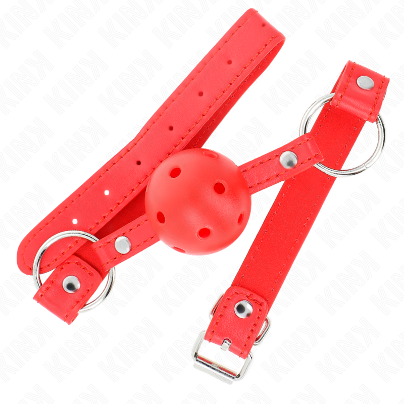 Mordaza de Bola Transpirable KINK 4 cm Rojo - Ajustable 42-58 cm