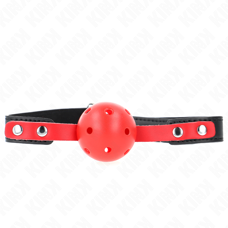 Ball Gag Hueco Rojo KINK 4.5 cm - Correa Ajustable 37-52 cm