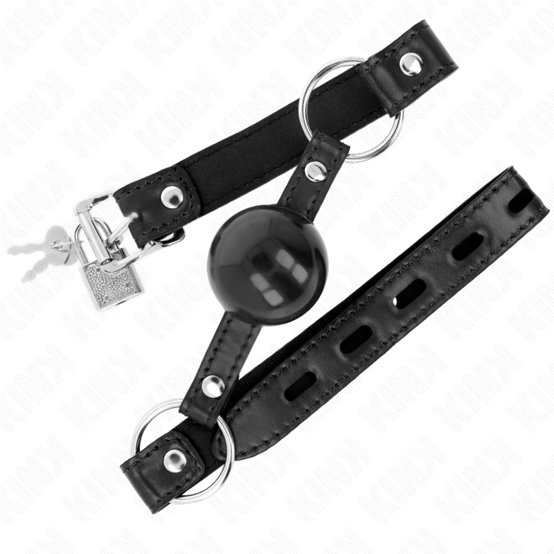 Mordaza de Bola TPE 4 cm KINK con Candado Negro - Correa 60x2 cm