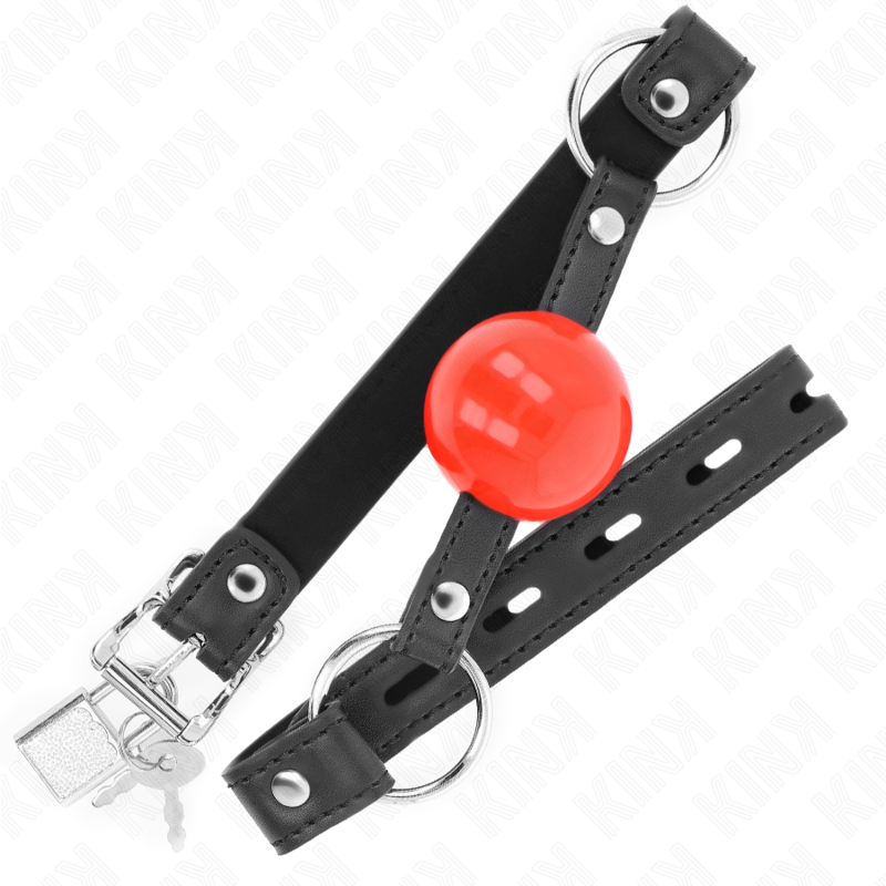 Kink Ball Gag 4 cm Transpirable con Correa Ajustable - Silicona Roja