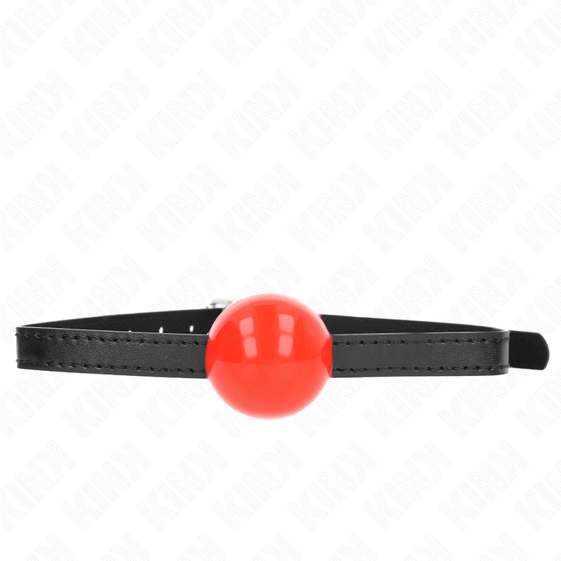 Kink Red Single Solid Ball Gag - Correa de Cuero Genuino Ajustable