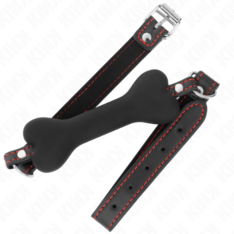 Kink Black Bone Gag 12 cm - Mordaza Ajustable para Bondage