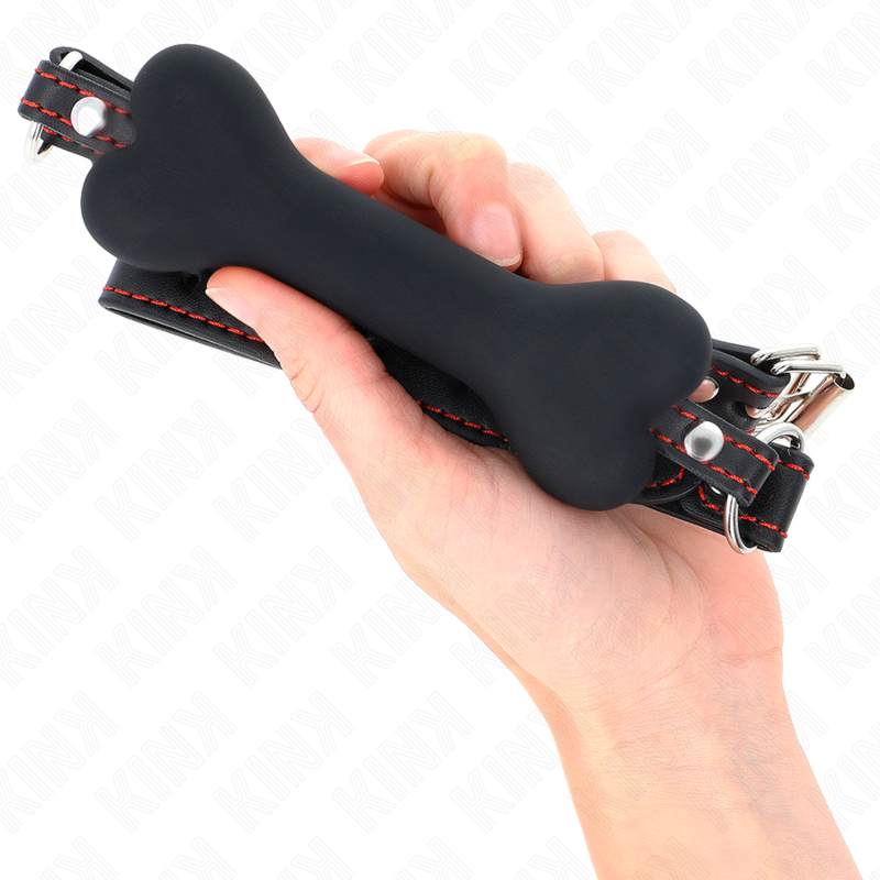 Kink Black Bone Gag 12 cm - Mordaza Ajustable para Bondage