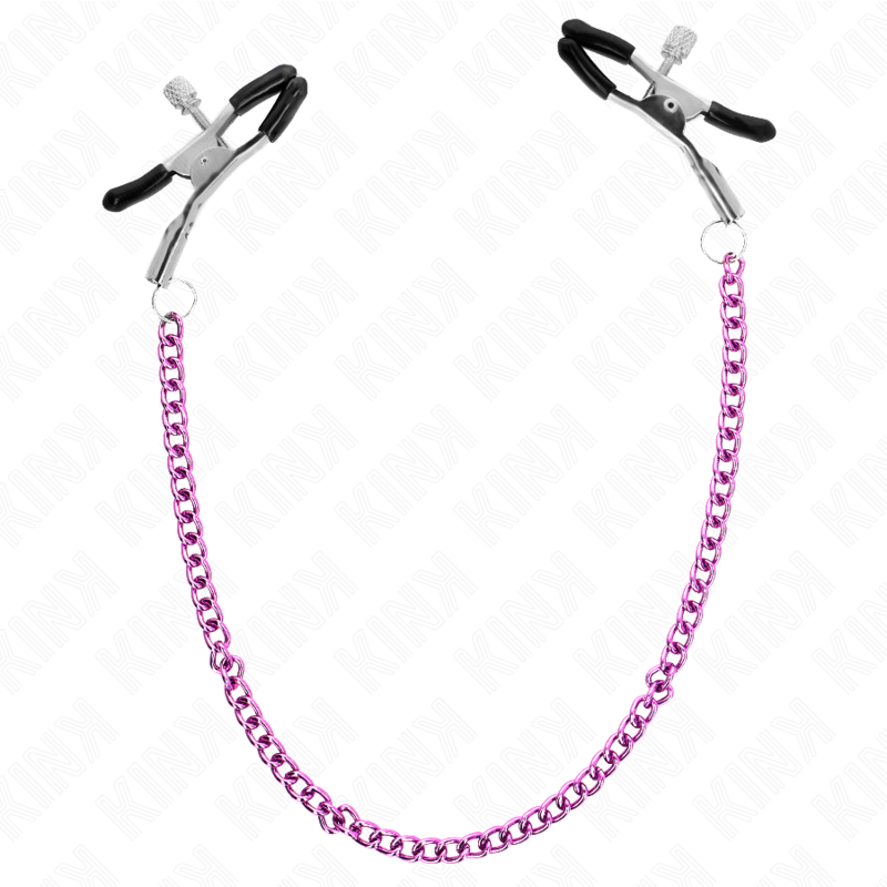 Pinzas para Pezones con Cadena KINK Purple 30 cm - Estimulación BDSM