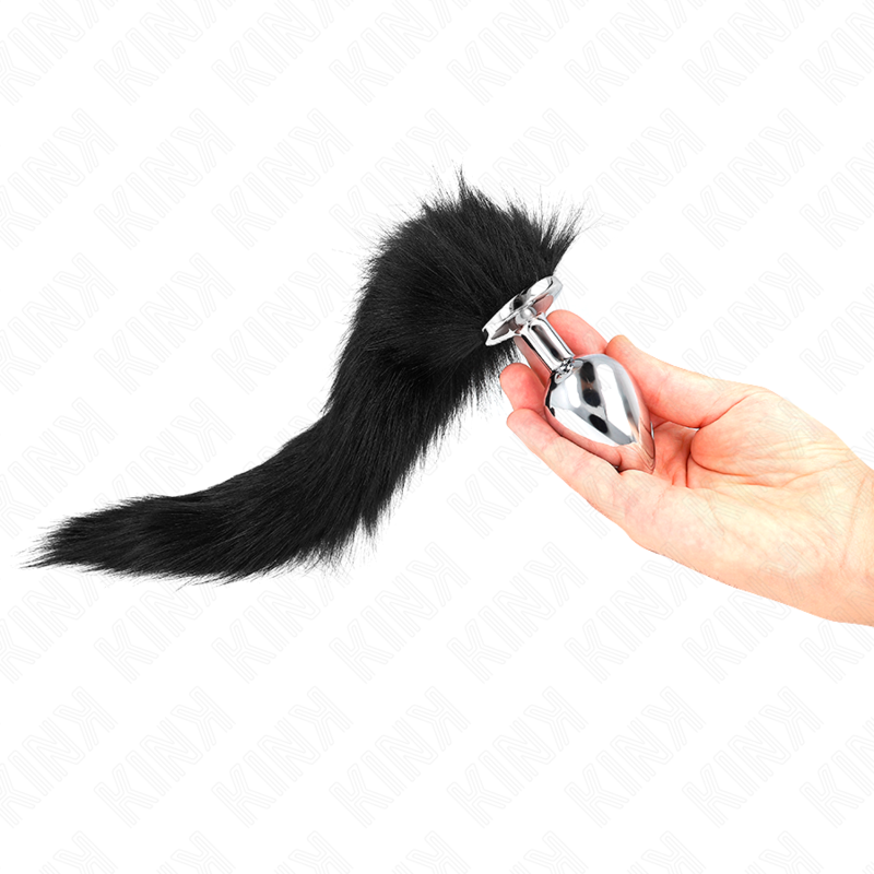 Kink Anal Plug Size L 10x4 cm con Cola Sintética 40 cm Negro