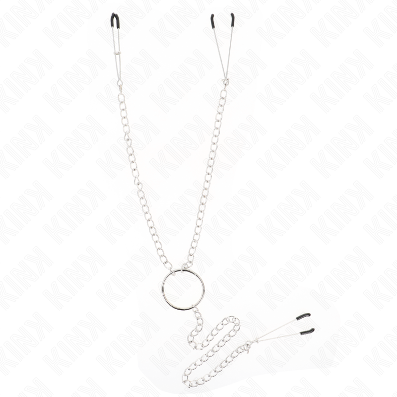 Kink Triple Nipple and Clit Clamps with Chain - Estimulador Ajustable