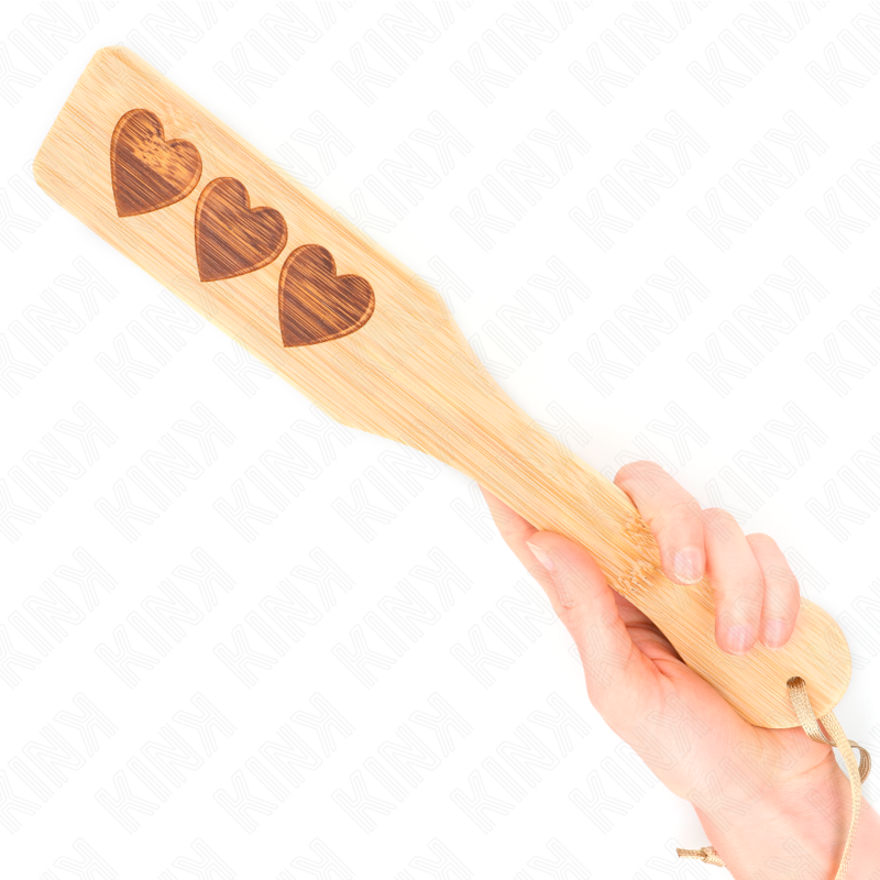 Pala de Bambú KINK Diseño Corazón 32x5,5 cm - Accesorio Íntimo Natural