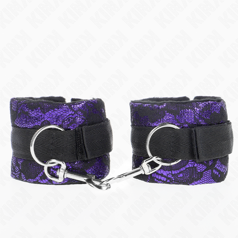 Kink Short Velvet Lace Wrist Restraints Purple/Black - Esposas de Muñeca