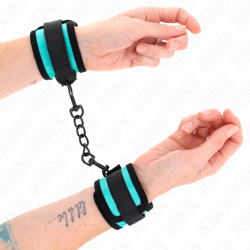 Kink Hook and Loop Nylon Bind Wrist Restraints Ajustables Negro-Azul