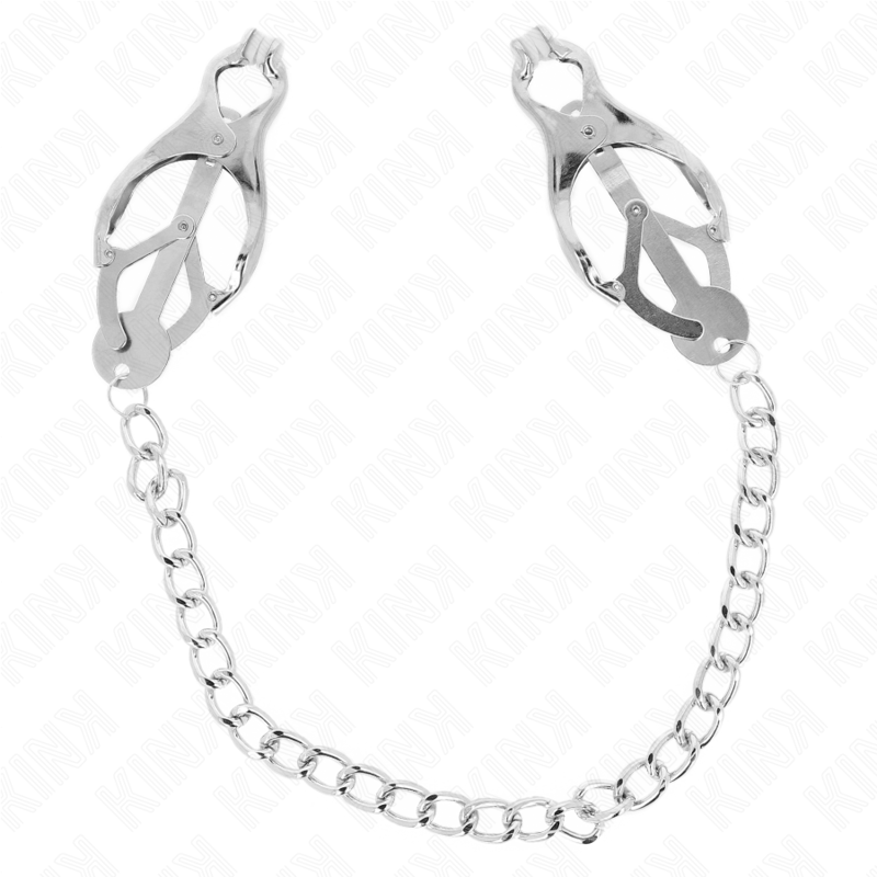 Pinzas Japonesas para Pezones Kink con Cadena Plateada 30 cm