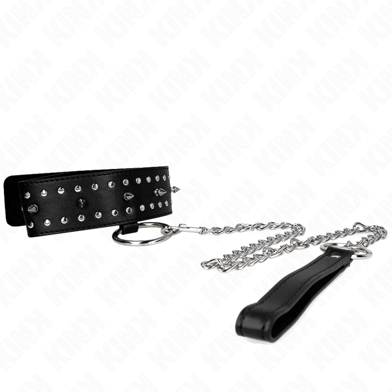 Collar KINK con Correa 65 cm y Tachuelas Plateadas - Ajustable 36-43 cm