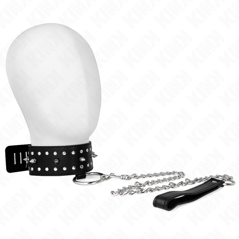 Collar KINK con Correa 65 cm y Tachuelas Plateadas - Ajustable 36-43 cm