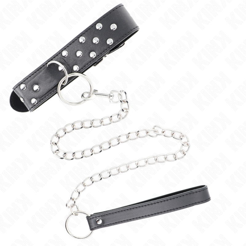 Kink Ring Rivet Strap Necklace - Collar Ajustable Negro 36-50 cm