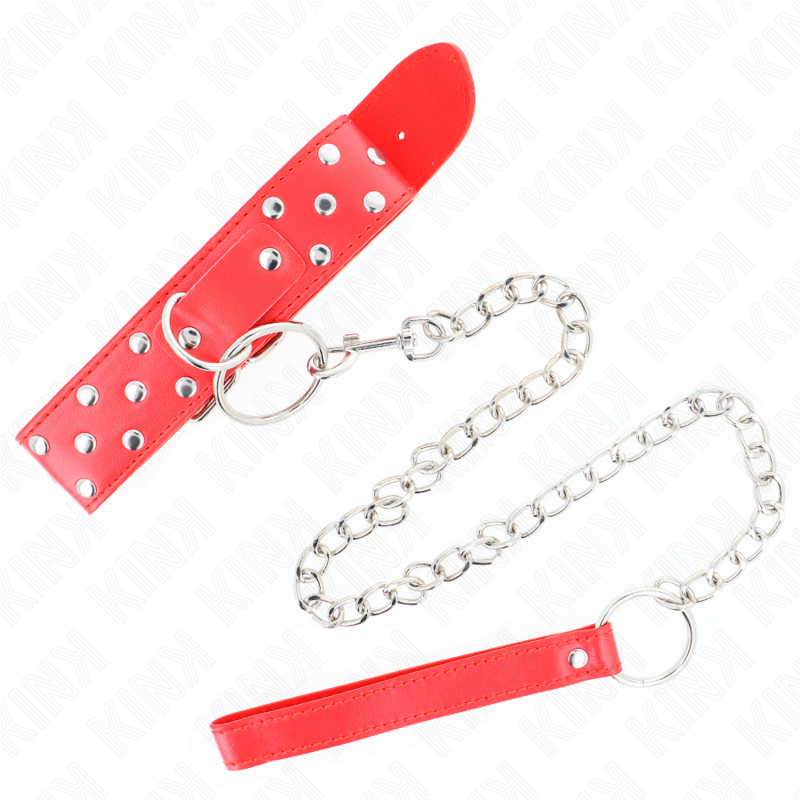 Kink Ring Rivet Strap Necklace - Collar Ajustable 65 cm Rojo