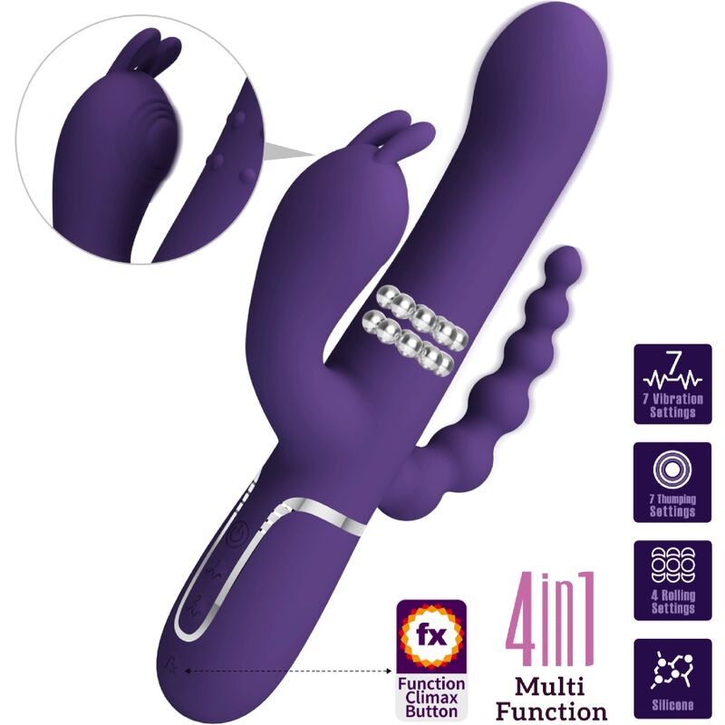 Pretty Love Cammy Triple Vibrator Multifunction 4 en 1 Púrpura