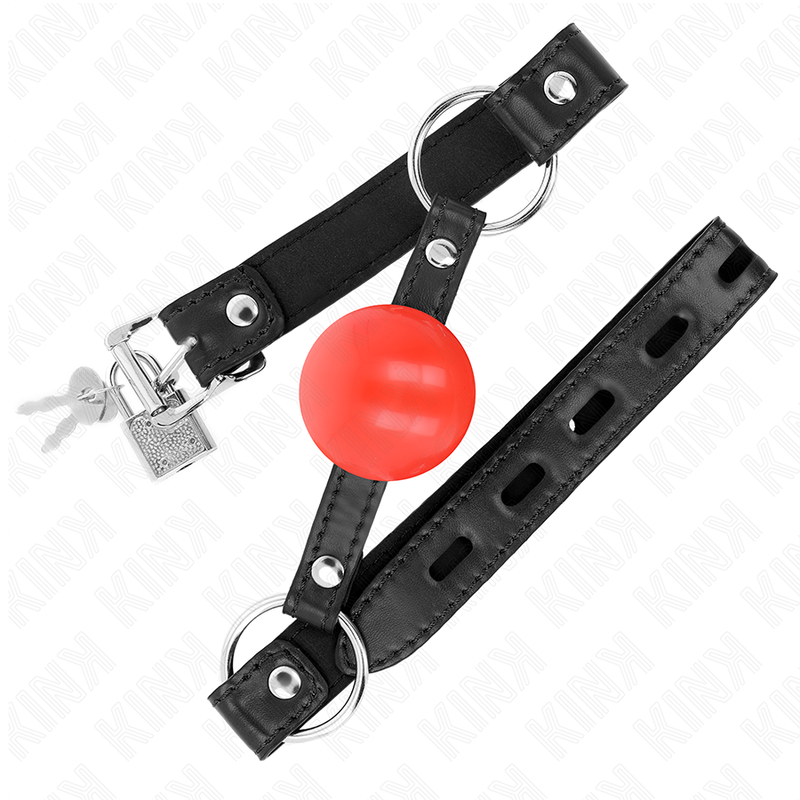 Mordaza de Bola TPE 4 cm KINK con Candado Negro - Correa 60x2 cm