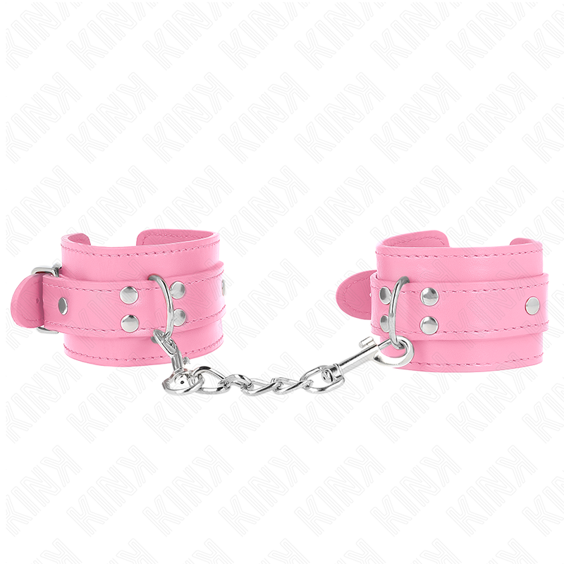Kink Simple Wrist Restraints Rosa Ajustable - Esposas de Cuero Genuino
