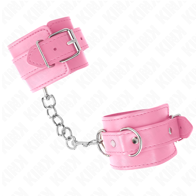 Kink Simple Wrist Restraints Rosa Ajustable - Esposas de Cuero Genuino