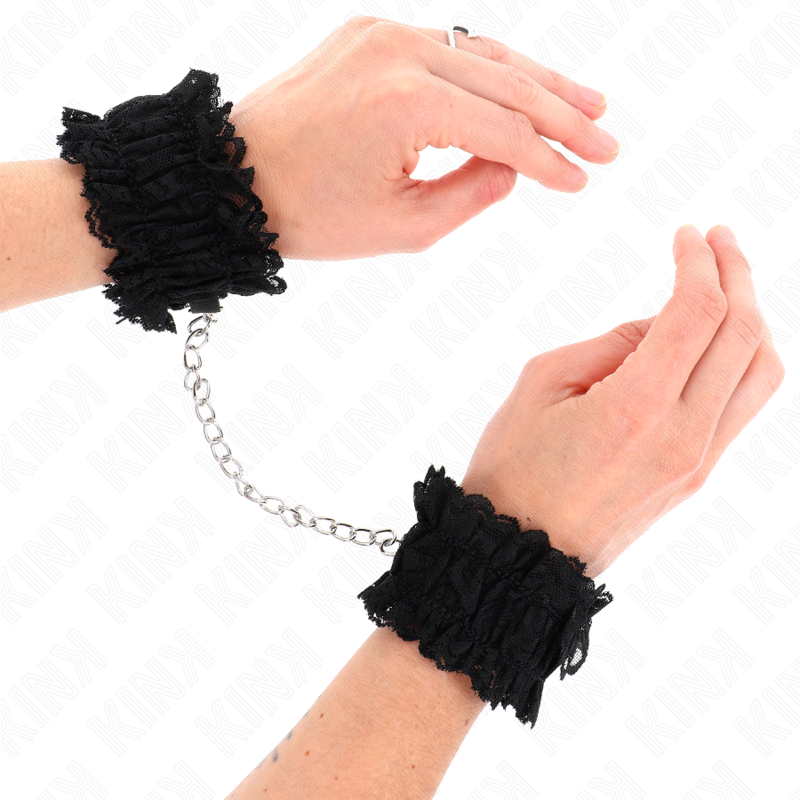 KINK Lace Elastic Wrist Restraints Negro - Esposas de Muñeca con Encaje