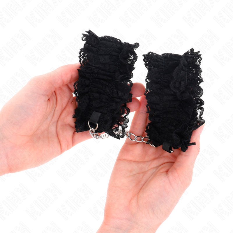 KINK Lace Elastic Wrist Restraints Negro - Esposas de Muñeca con Encaje